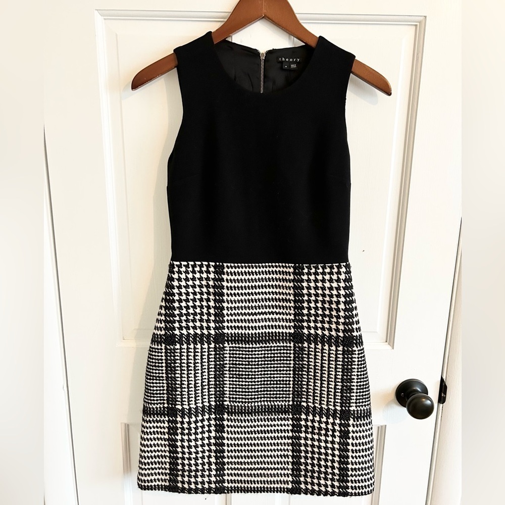 Theory Black and White Mini Dress
